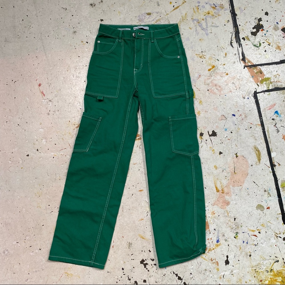 Bershka Green Cargo Pants - Size 4
